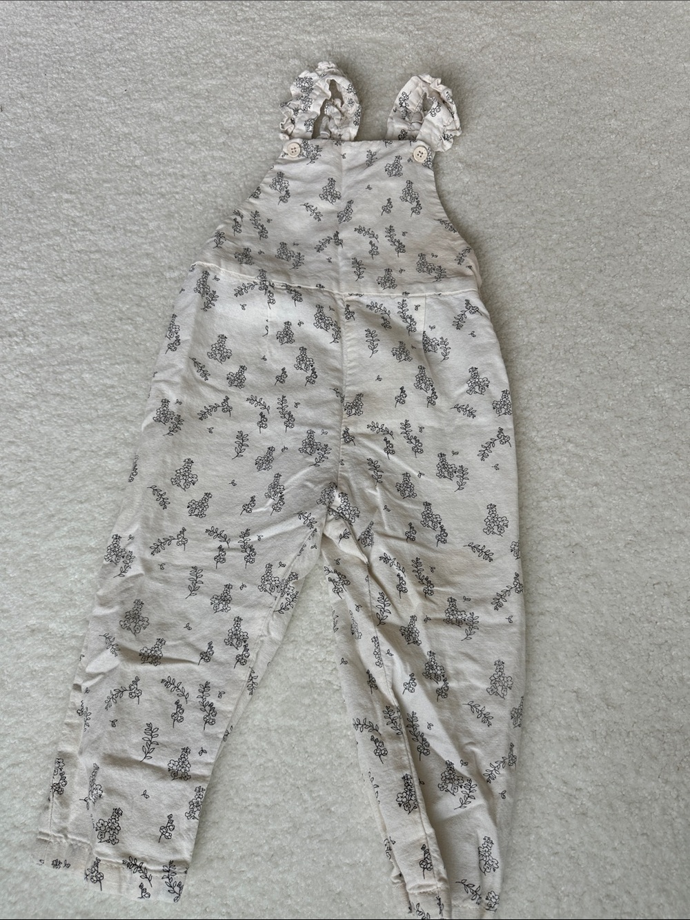Zara 18-24 Cream Floral Print Overalls